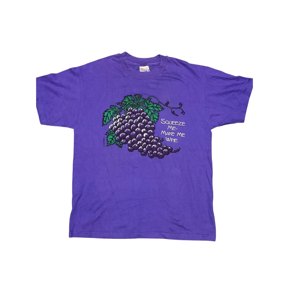 Vintage Hanes Beefy-T Squeeze Me Make Me Wine Grape Shirt Purple San Francisco L